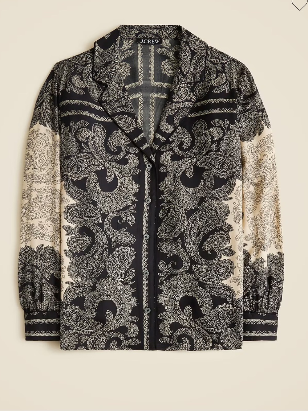 J.Crew Drapey camp-collar shirt in paisley scarf print, Medium